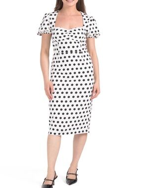Alexia Admor White Midi Dress with Black Polka Dots